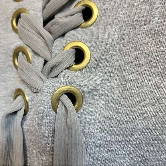 Free People Looking Back Lace Up Long Sleeve Scoop Neck Corset Top XS Gray - Picture 5 of 16